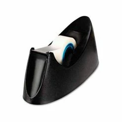 Universal Desktop Tape Dispenser, 1" Core, Weighted Nonskid Base, Black