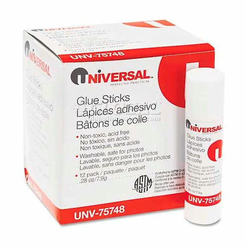 Universal Permanent Glue Stick, .28 oz, Stick, Clear, 12/Pack 1 Universal Permanent Glue Stick, .28 oz, Stick, Clear, 12/Pack