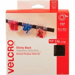 Velcro Brand VELCRO® Brand Sticky-Back Hook and Loop Fastener Tape with Dispenser, 3/4 x 15 ft. Roll, Black