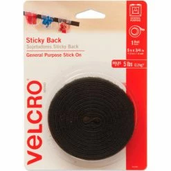 Velcro Brand VELCRO® Brand Sticky-Back Hook and Loop Fastener Tape with Dispenser, 3/4 x 5 ft. Roll, Black