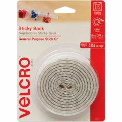 Velcro Brand VELCRO® Brand Sticky-Back Hook and Loop Fastener Tape with Dispenser, 3/4 x 5 ft. Roll, White