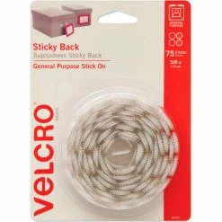 Velcro Brand VELCRO® Brand Sticky-Back Hook and Loop Dot Fasteners with Dispenser, 5/8 Inch, White, 75/Pack