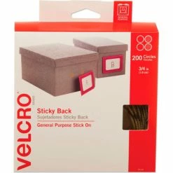 Velcro Brand VELCRO® Brand Sticky-Back Hook and Loop Dot Fasteners, Dispenser, 3/4 Inch, Beige, 200/Roll