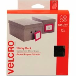Velcro Brand VELCRO® Brand Sticky-Back® Fasteners, 3/4" dia. Coins, Black, 200/BX -Adhesives, Sealants & Tape Sales 2022 UNT VEK91823 01