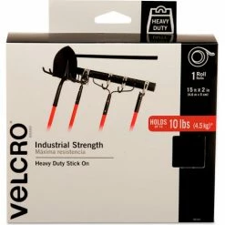 Velcro Brand VELCRO® Brand Industrial Strength Sticky-Back Hook and Loop Fasteners, 2" x 15 ft. Roll, Black